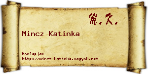 Mincz Katinka névjegykártya